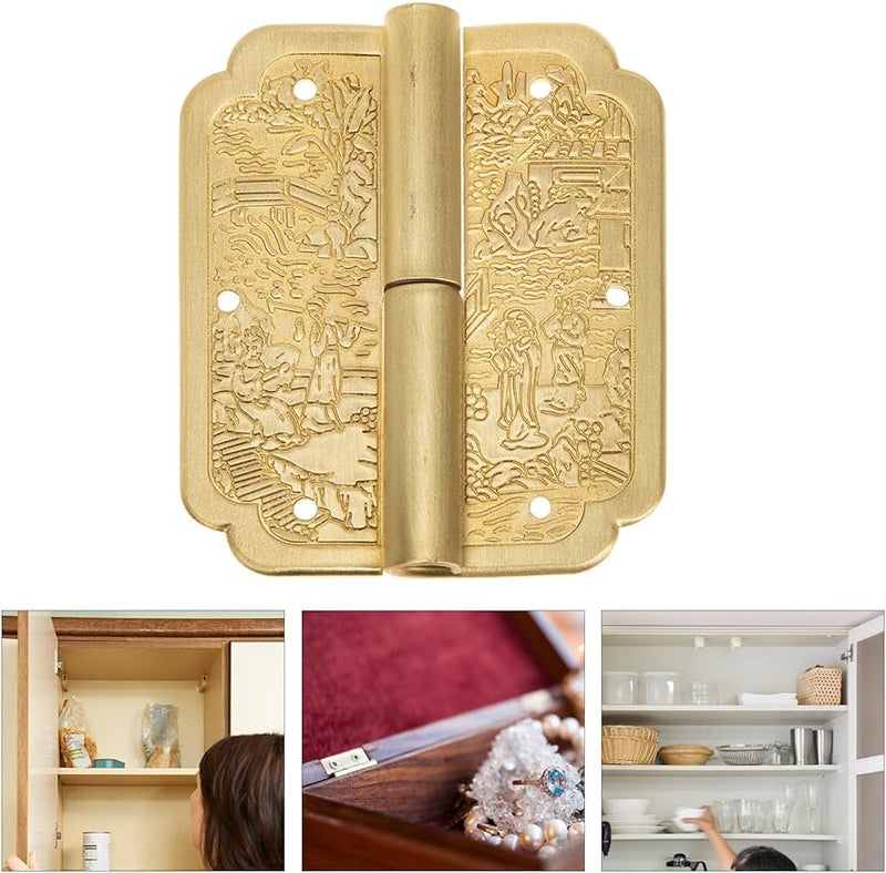 Antique Brass Cabinet Door Hinges 6x5 Cm Vintage Decorative Hinges For Wooden Box Wine Case Furniture - Image 4